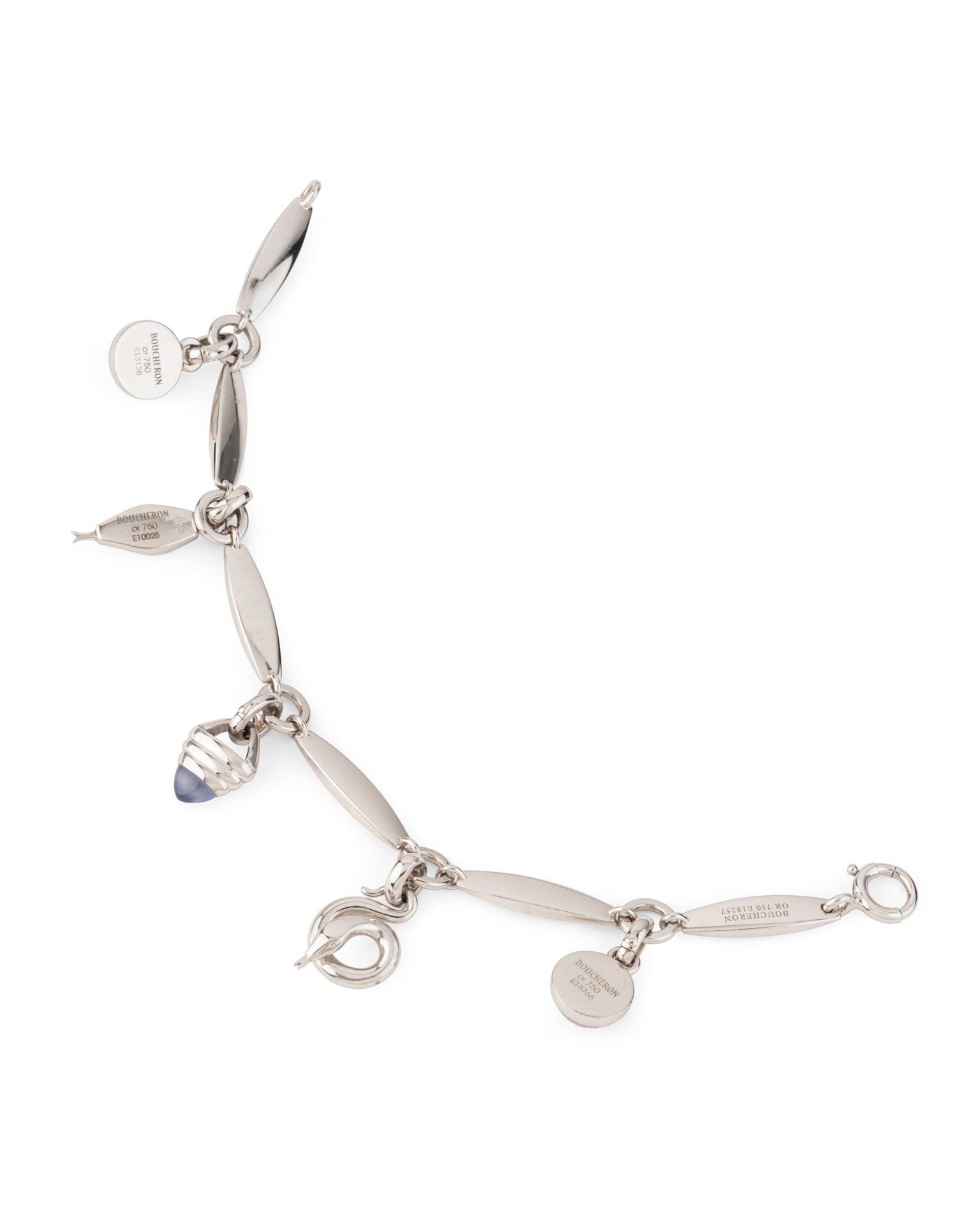 Bracelet Boucheron "Charms" Collector Or blanc Calcédoine et Cristal