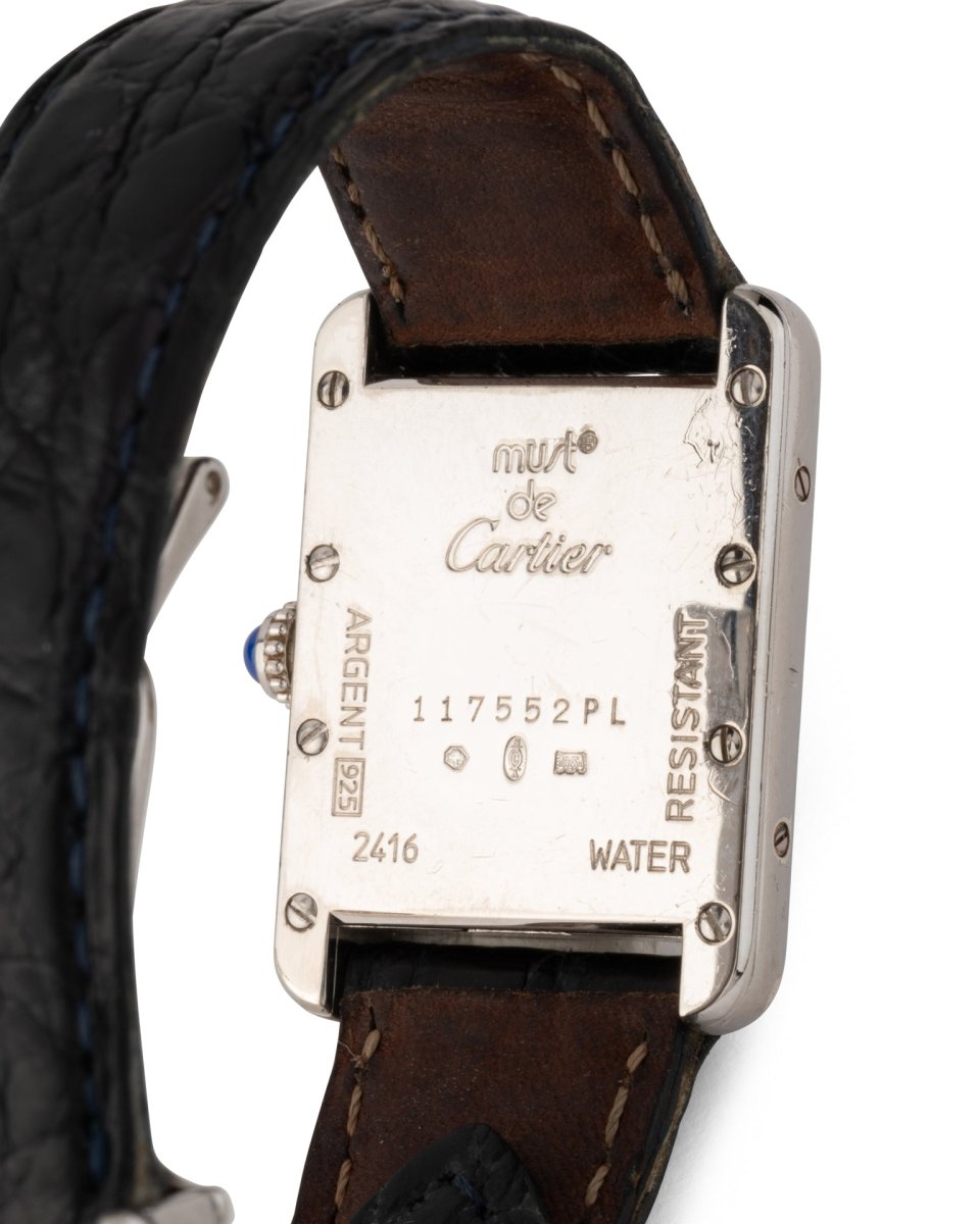 Montre Cartier vintage Tank Must Argent sur Cuir - Maison Eloe