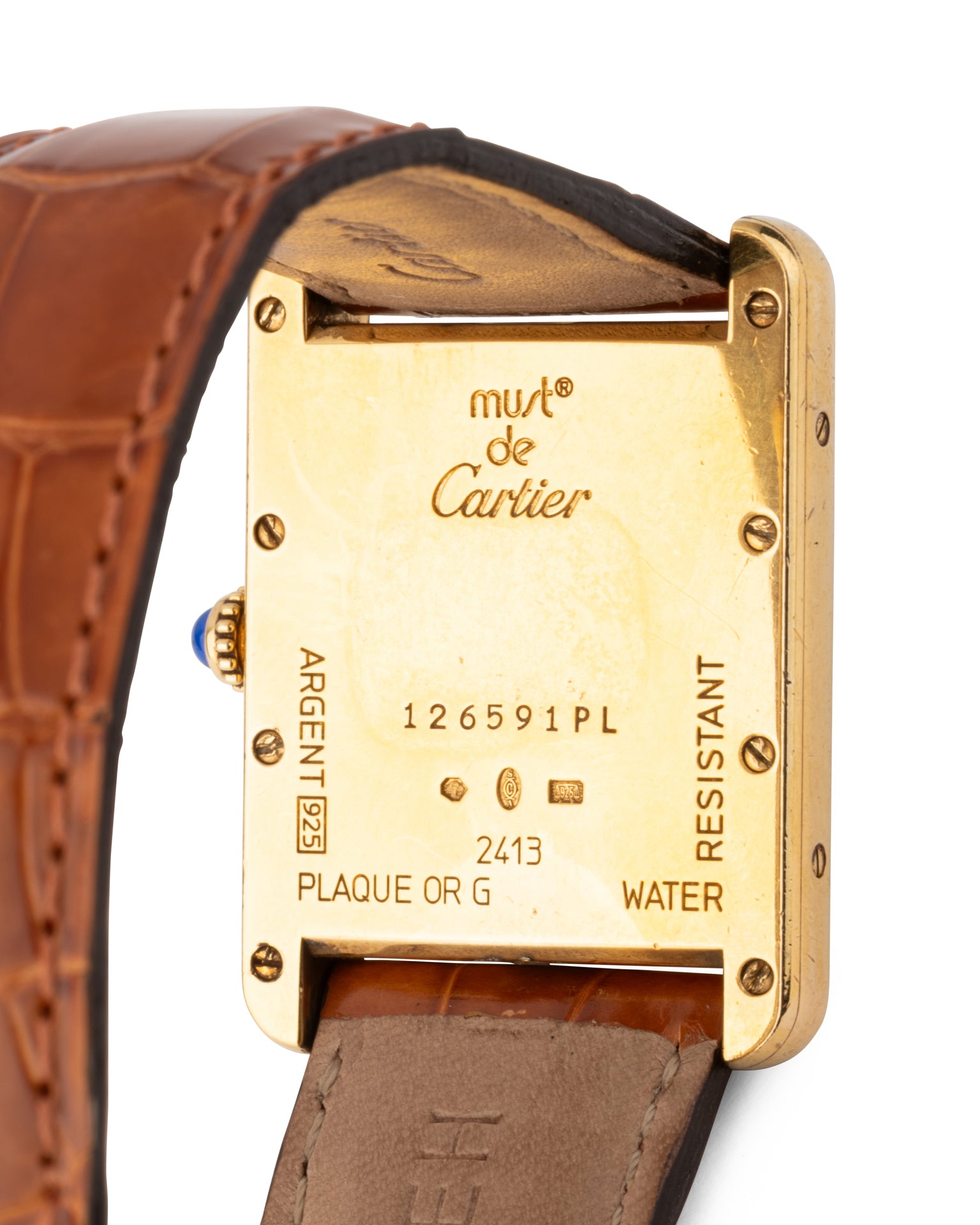 Cartier Montre Tank Must vintage  Vermeil sur Cuir