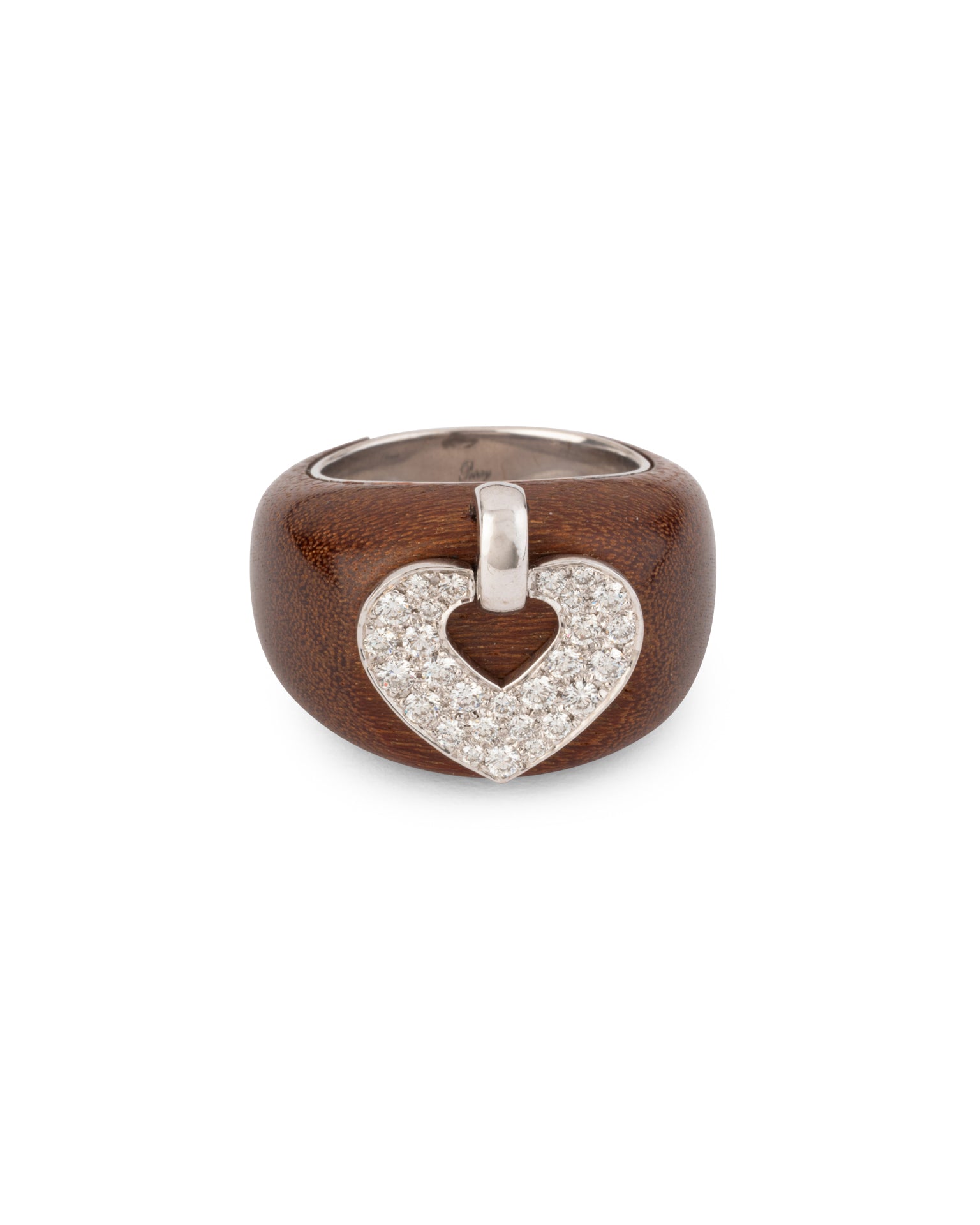 Bague Poiray Vintage Coeur Secret Diamants sur bois et Or Blanc