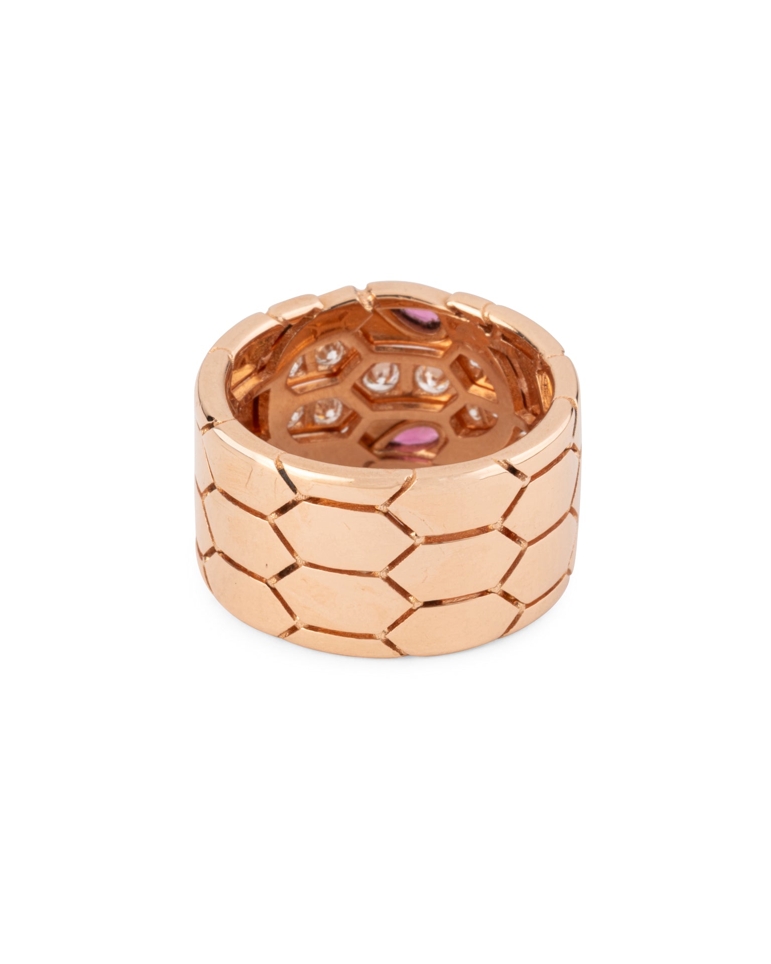 Bague Bvlgari Serpenti Or Rose Diamants Tourmalines