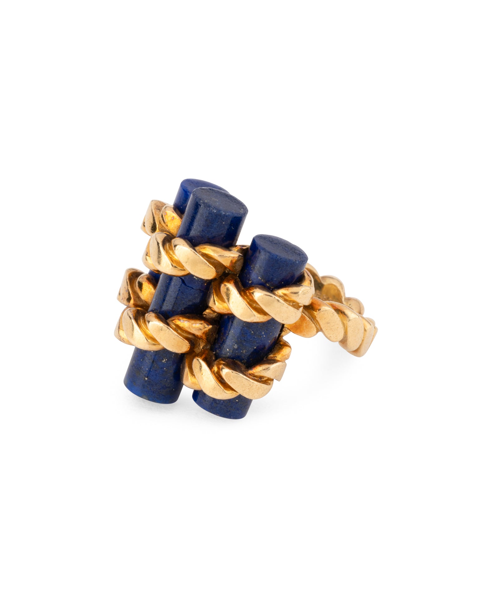 Bague vintage Fred Or Lapis-Lazuli Pinky Ring