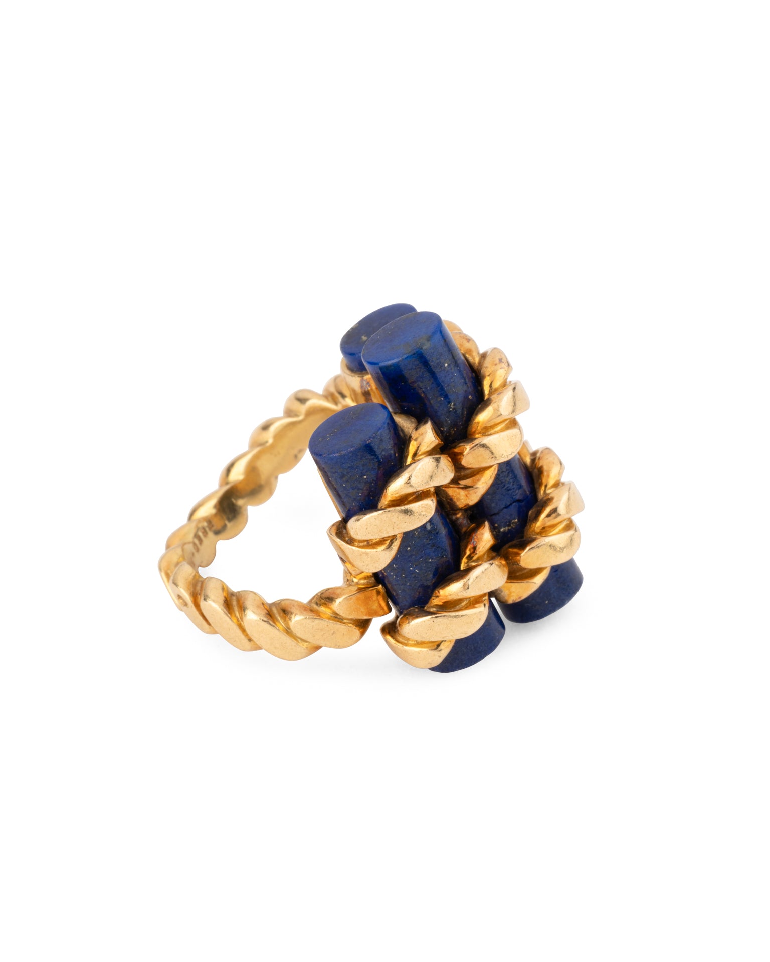 Bague vintage Fred Or Lapis-Lazuli Pinky Ring