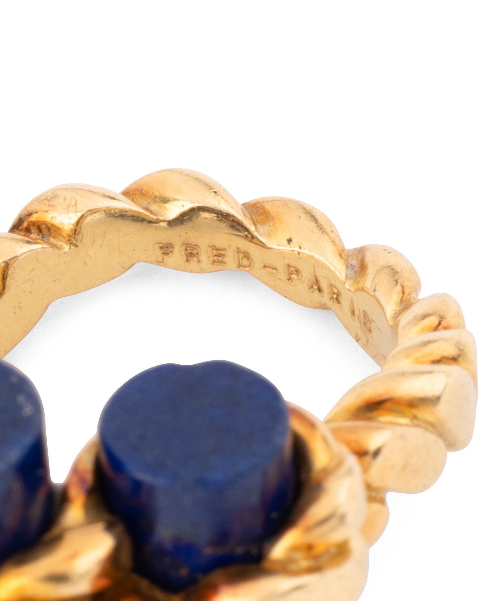 Bague vintage Fred Or Lapis-Lazuli Pinky Ring