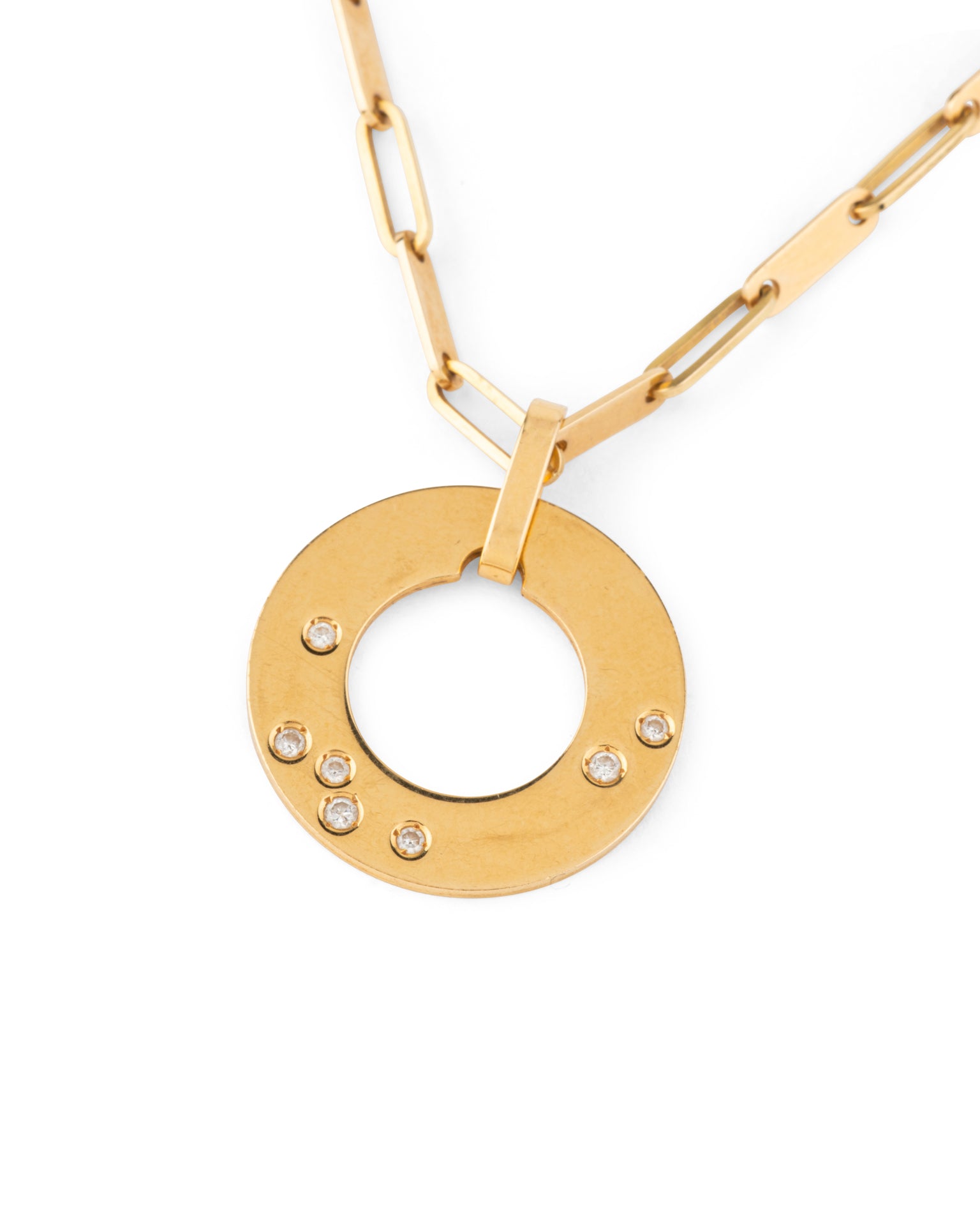 Dinh Van Yellow Gold Diamond Target Necklace