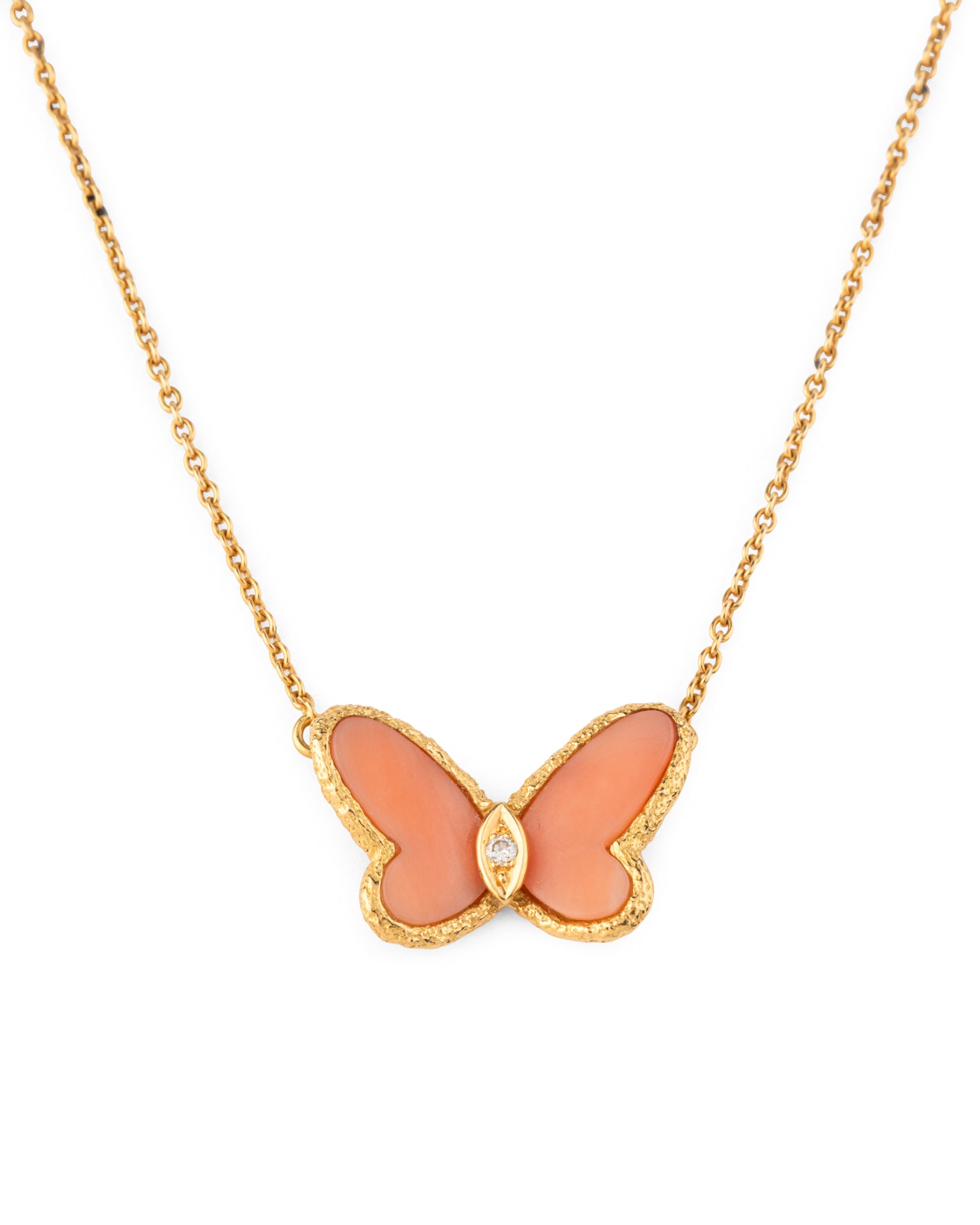 Van Cleef & Arpels Collier Papillon vintage Or Diamant Corail