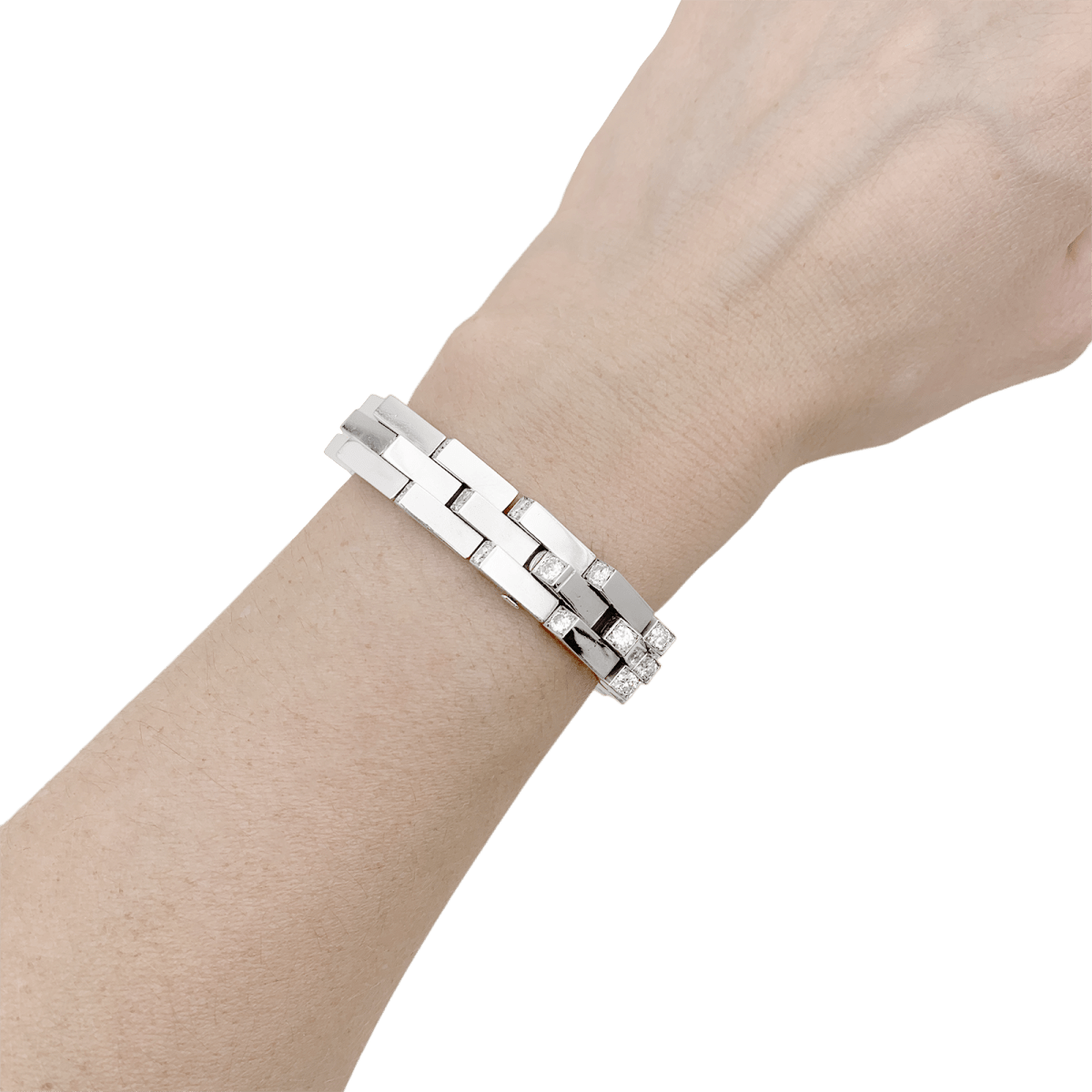 Bracelet Vintage Boucheron, "Crémaillère", platine, diamants. - Maison Eloe