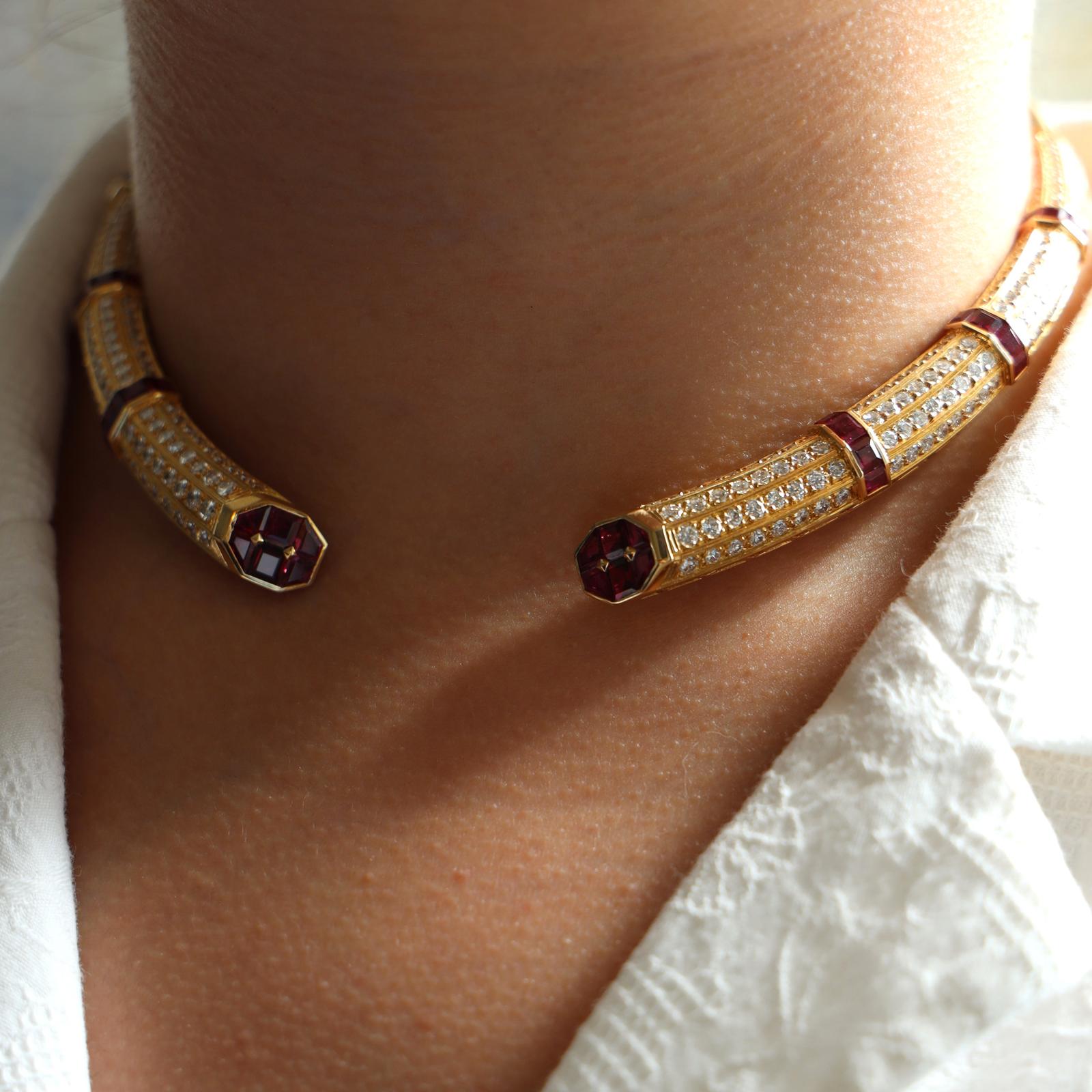 Fred Torque Necklace Yellow Gold Diamond