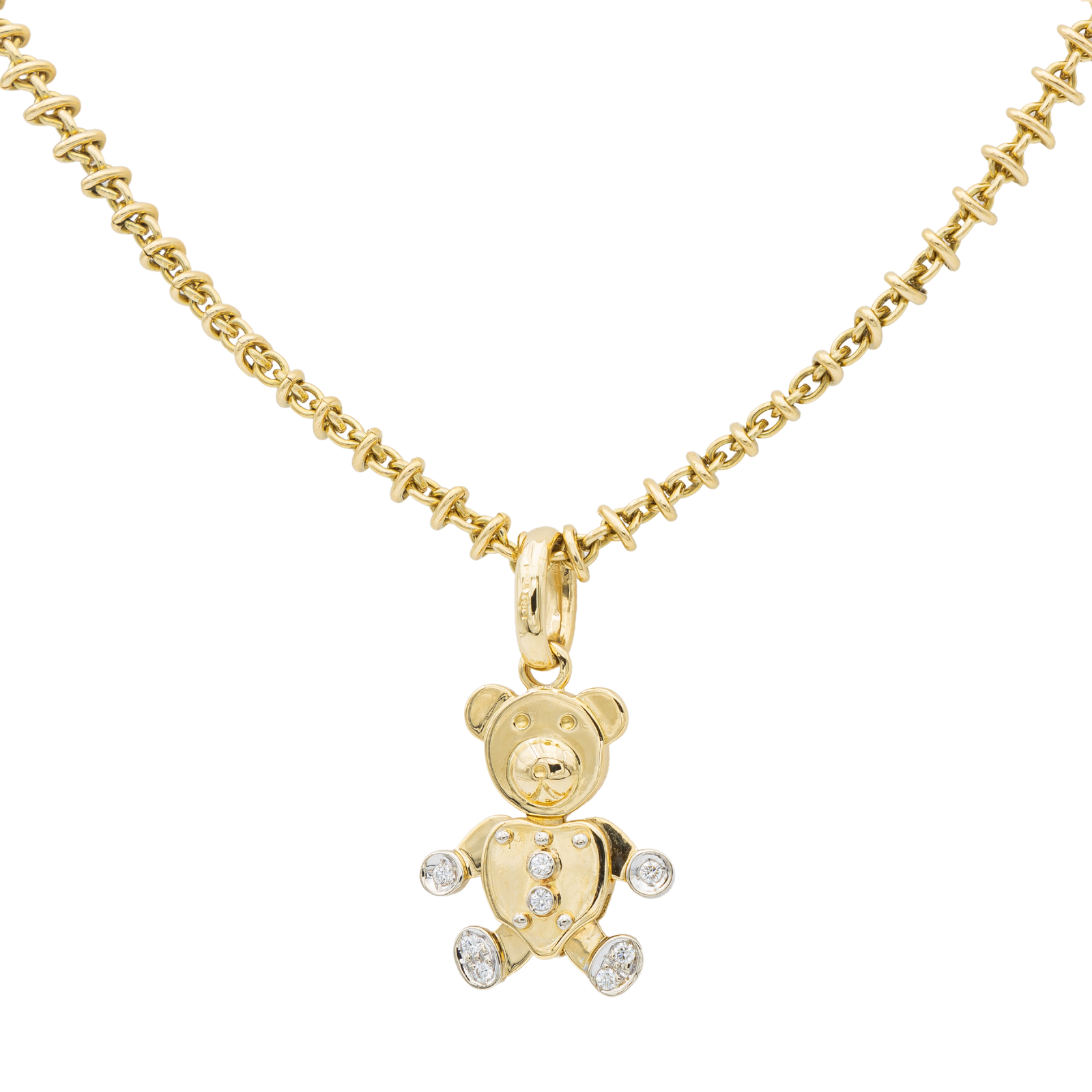 Pomellato Bear Necklace Yellow Gold, White Gold Diamond