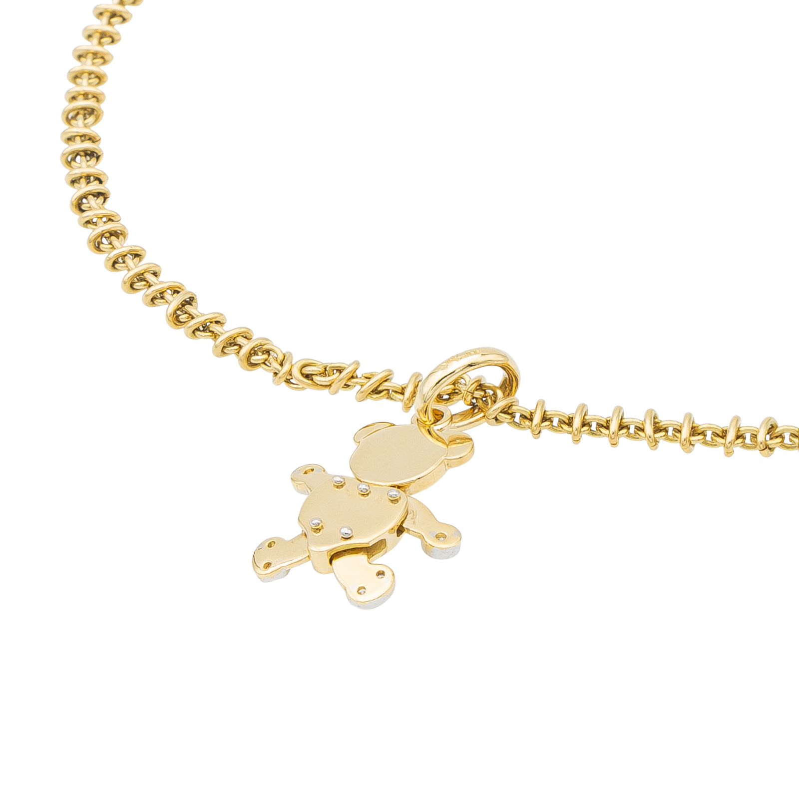 Pomellato Bear Necklace Yellow Gold, White Gold Diamond