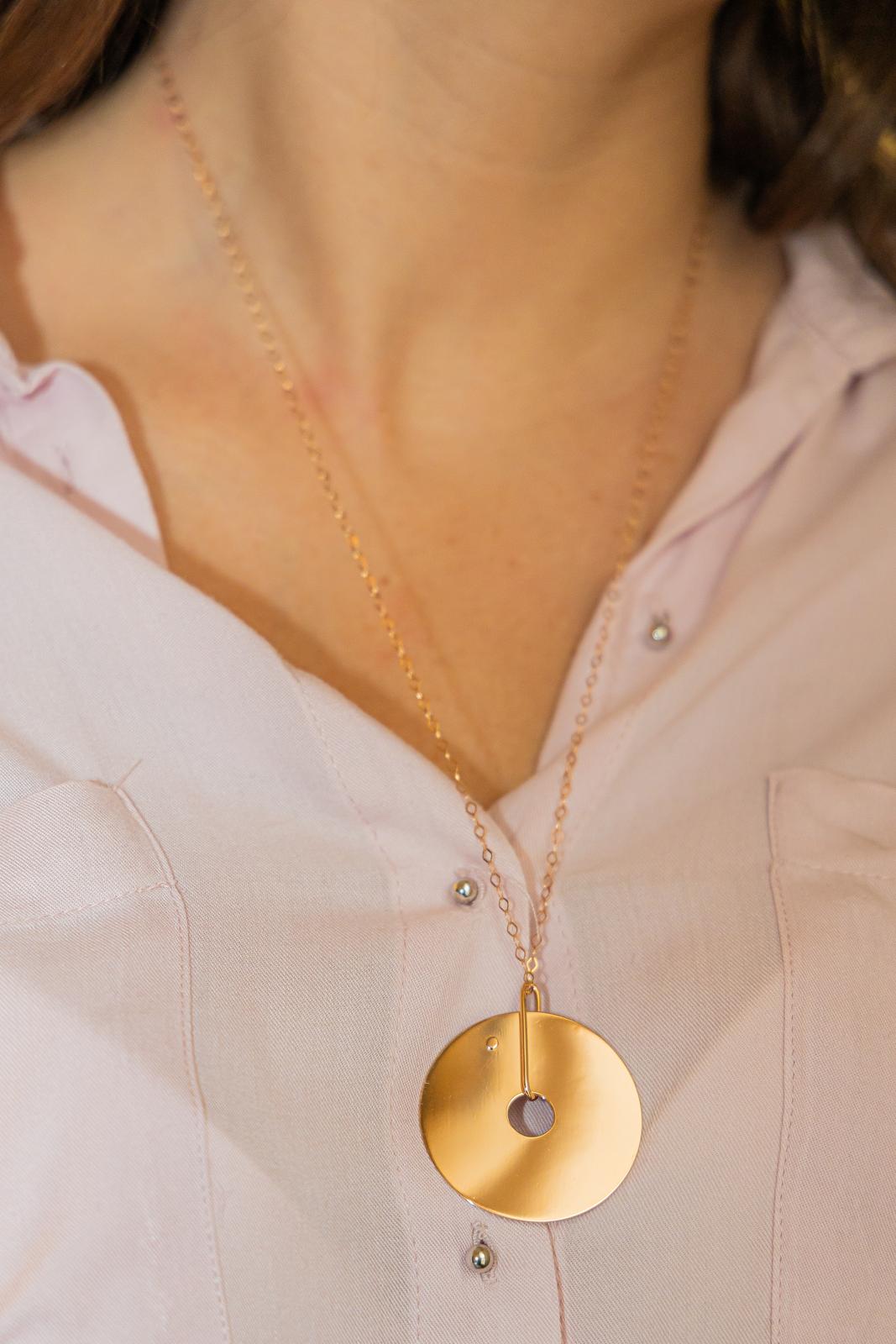 Ginette NY collier Pendentif Jumbo donut on chain Or rose