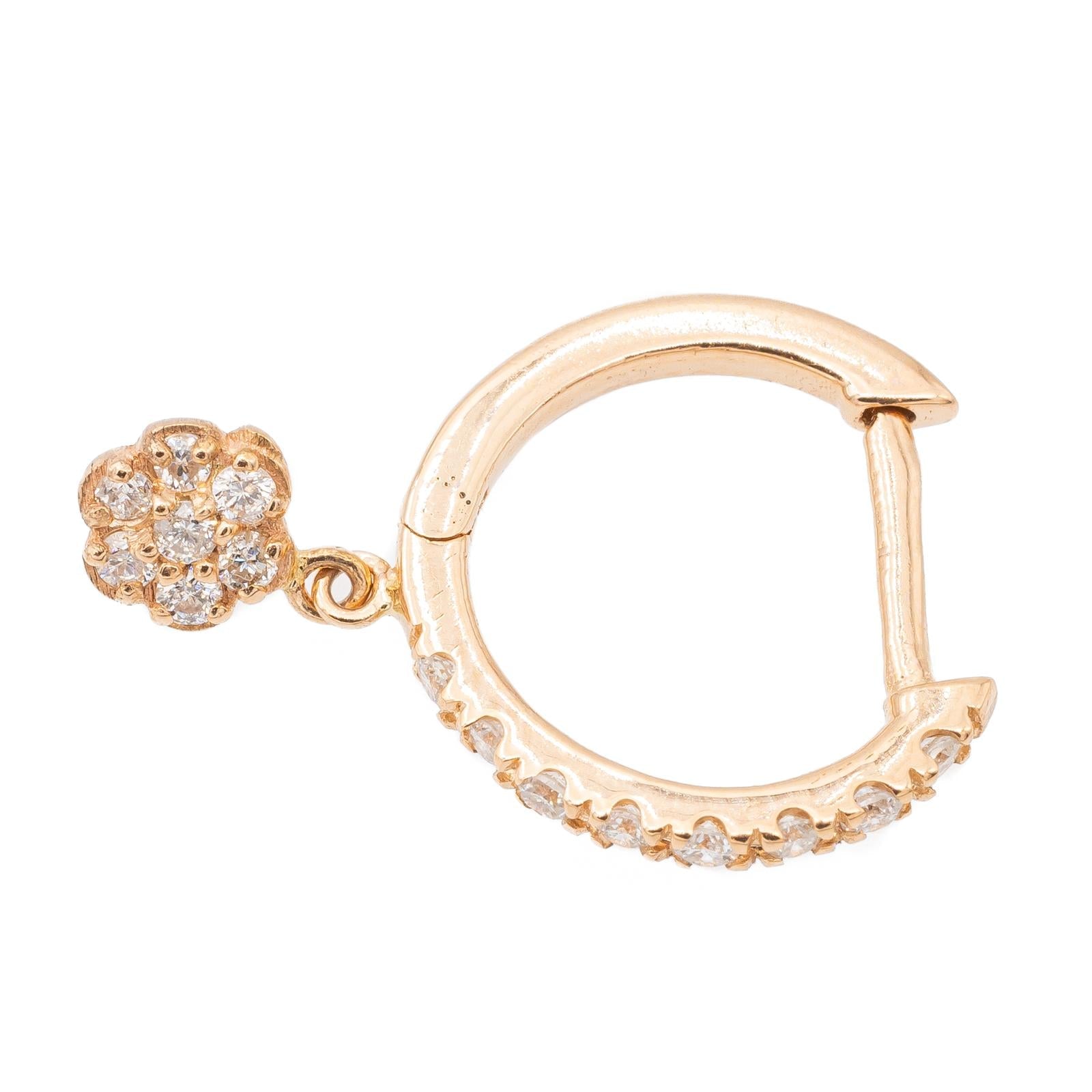 Ginette NY Boucles d'oreilles Be mine lotus solo Or rose Diamant