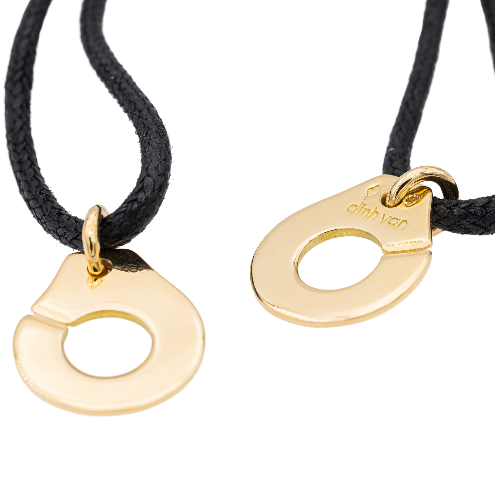 Dinh Van Yellow Gold Handcuff Bracelet on Cord