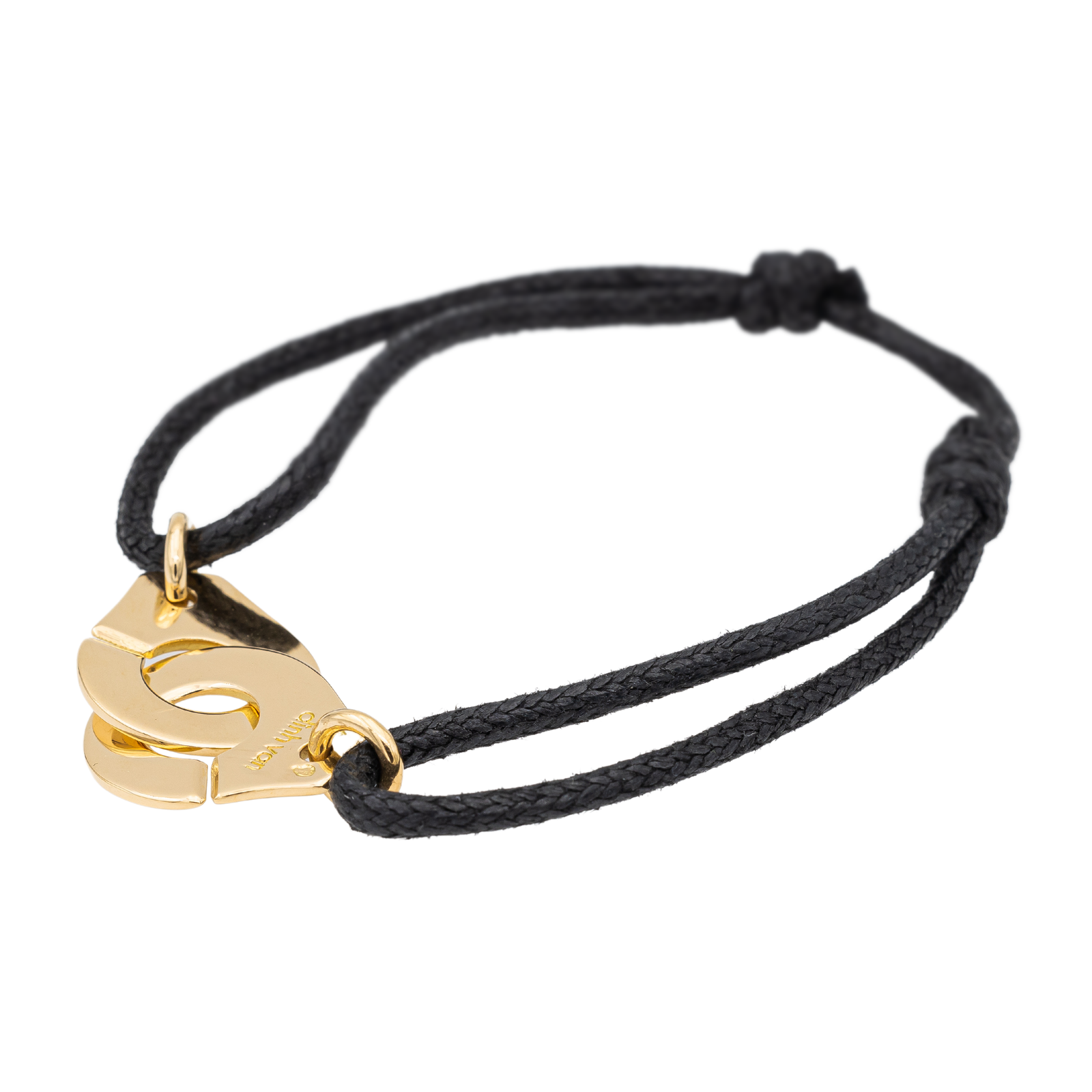 Dinh Van Yellow Gold Handcuff Bracelet on Cord
