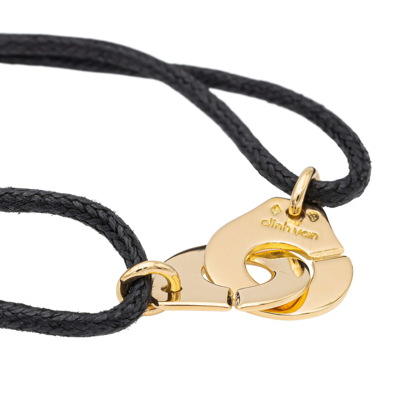 Dinh Van Yellow Gold Handcuff Bracelet on Cord