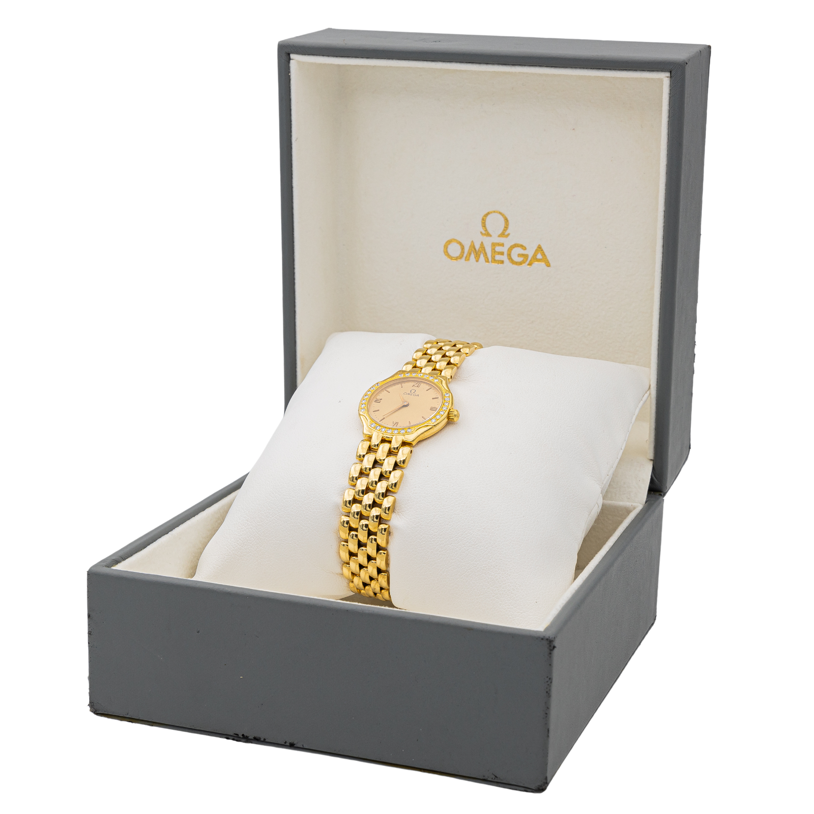 Omega Yellow Gold Diamond Watch