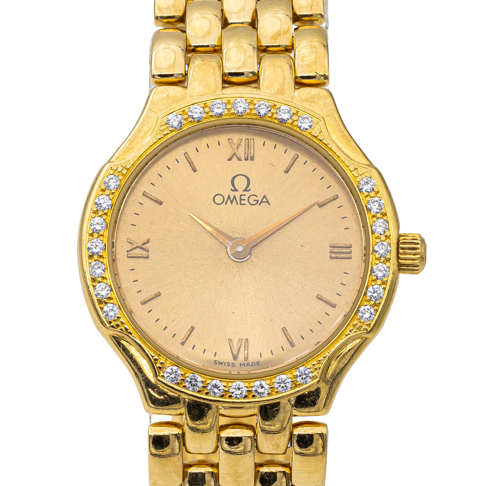 Omega Yellow Gold Diamond Watch