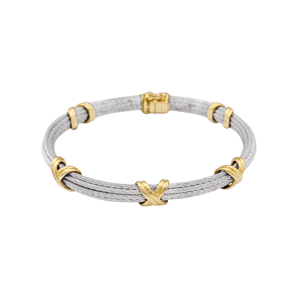 Bracelet FRED vintage, "Force 10", or jaune, acier.