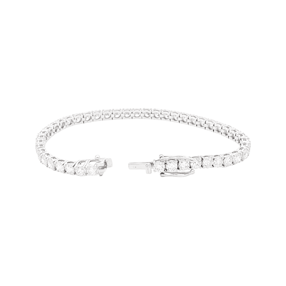 Bracelet ligne or blanc et diamants. - Maison Eloe