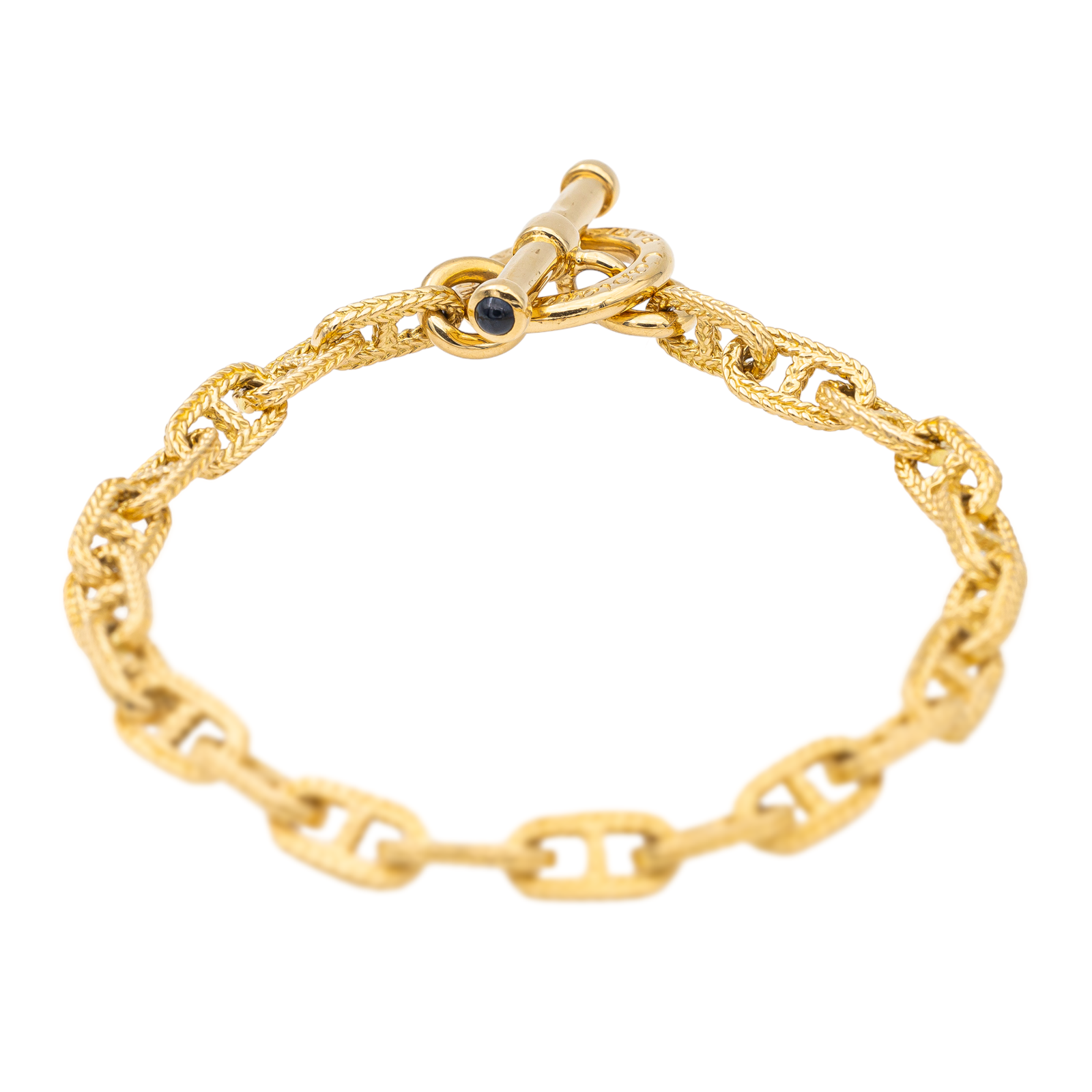 Caplain Saint André Navy Mesh Bracelet Yellow Gold Sapphire