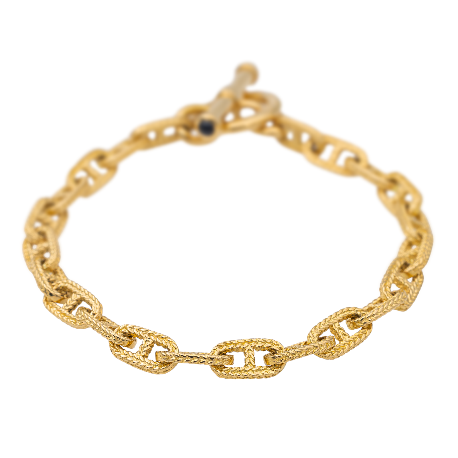Caplain Saint André Navy Mesh Bracelet Yellow Gold Sapphire