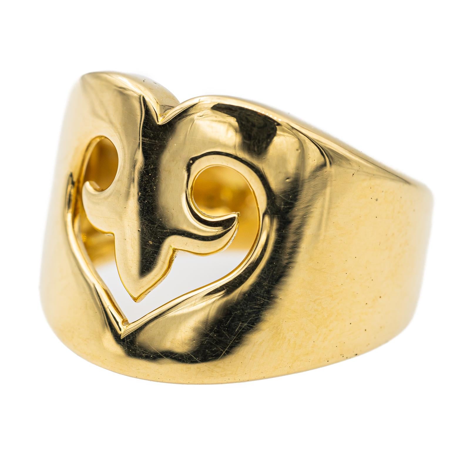 OJ Perrin Legend Heart Cocktail Ring Yellow Gold