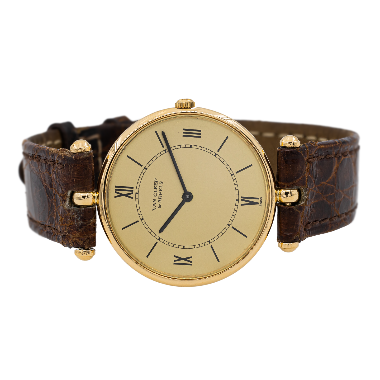 Van Cleef &amp; Arpels Vintage Watch in Yellow Gold on Leather