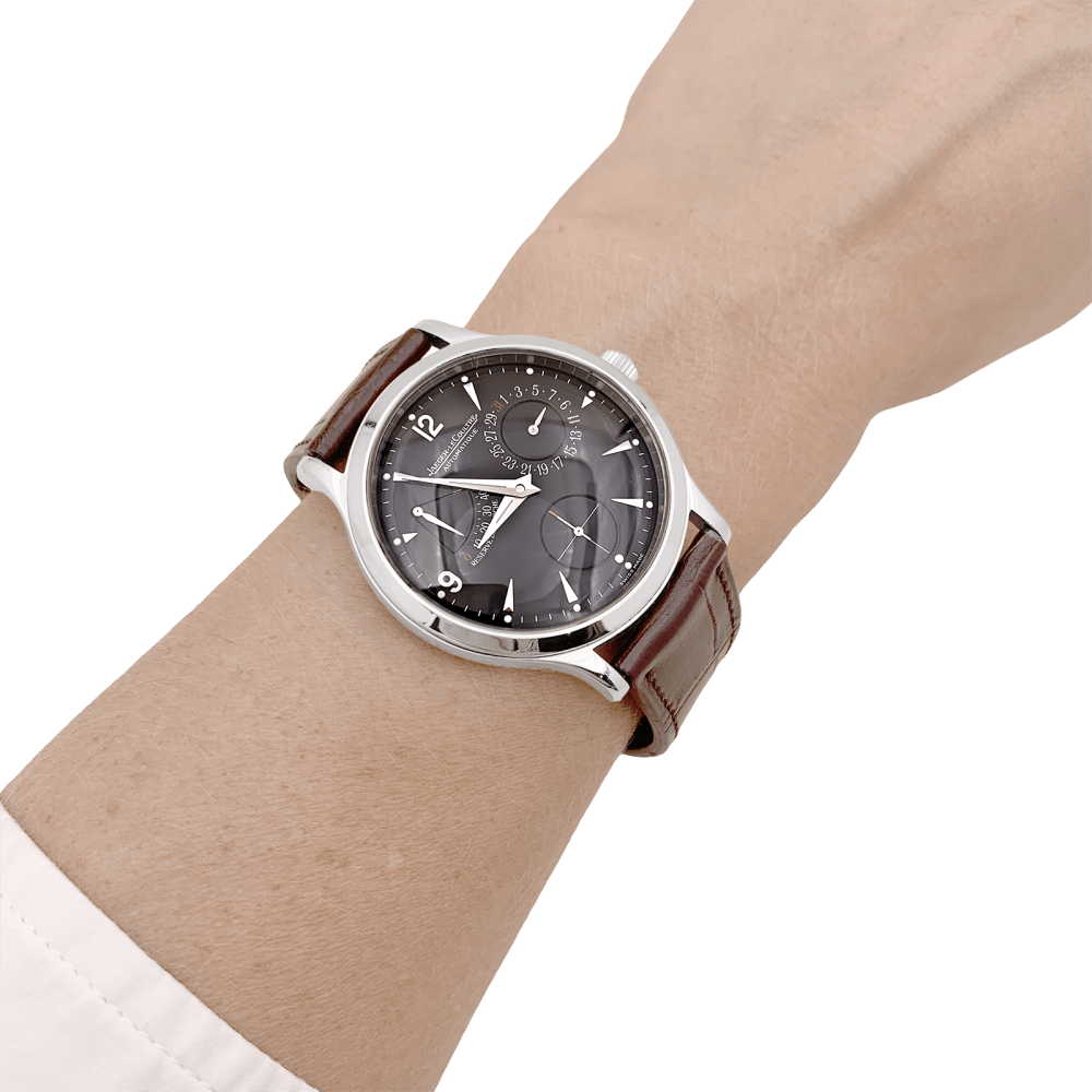 Montre Jaeger-Lecoultre, "Master Control 1000 hours", acier, cuir.