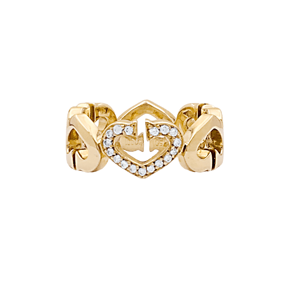 Bague CARTIER,  « Cœurs C », or jaune, diamants.