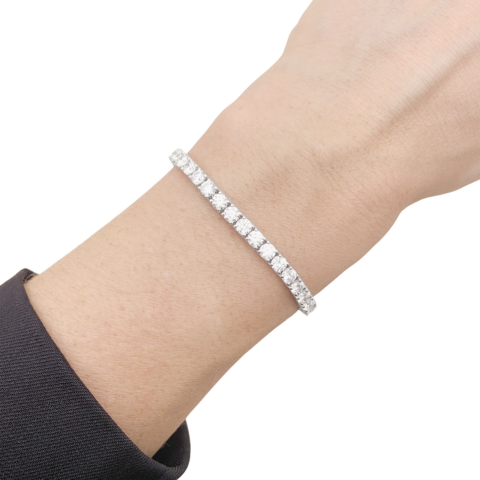 Bracelet ligne or blanc et diamants.