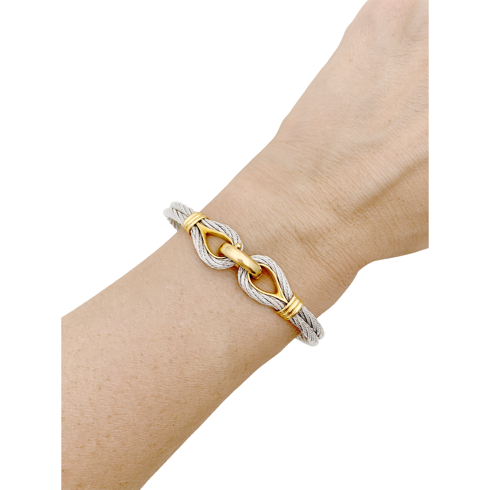 Bracelet vintage Fred, "Force 10", or jaune, acier.