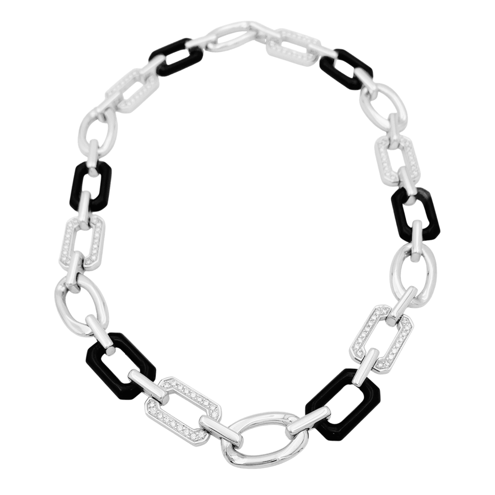 Collier Chanel, « Première Onyx », onyx, diamants, or blanc.