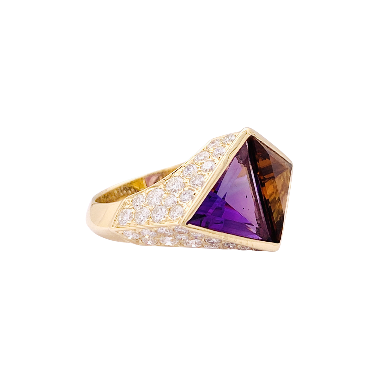 Bague O.J. Perrin, or jaune, citrine, améthyste et diamants.