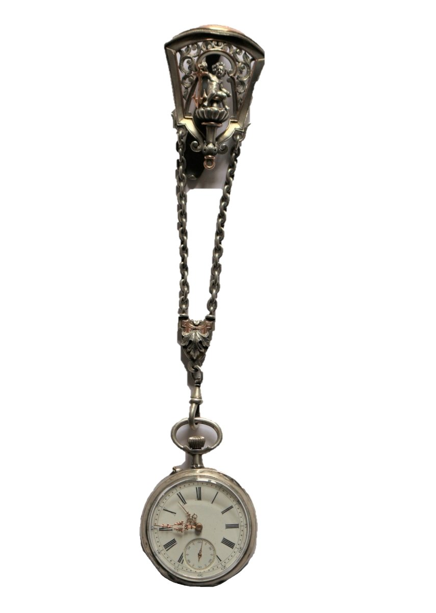 Châtelaine Et Montre Gousset ancienne vers 1860 en argent - Maison Eloe