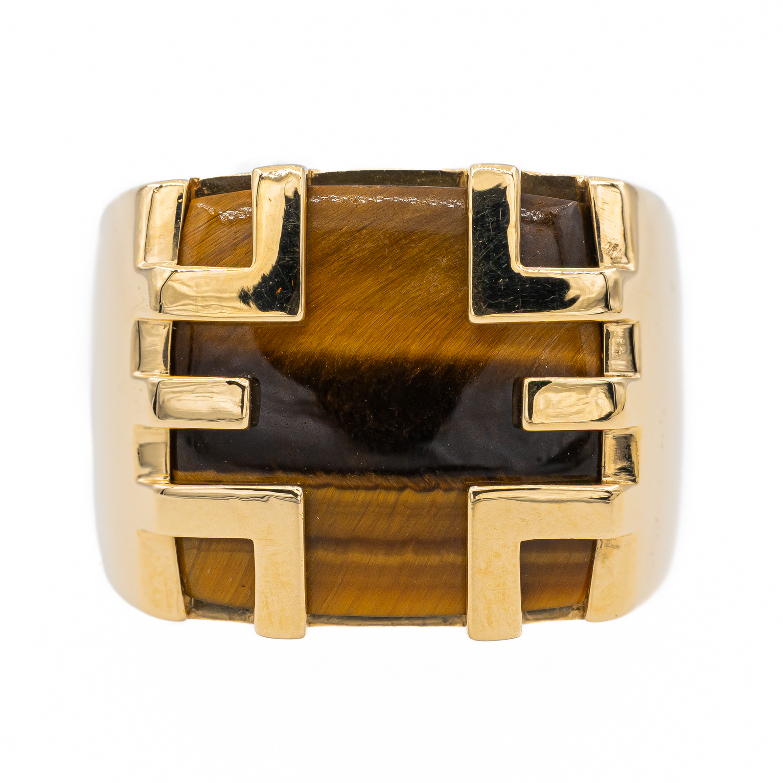Cartier Vintage Signet Ring Yjing Yellow Gold Tiger Eye