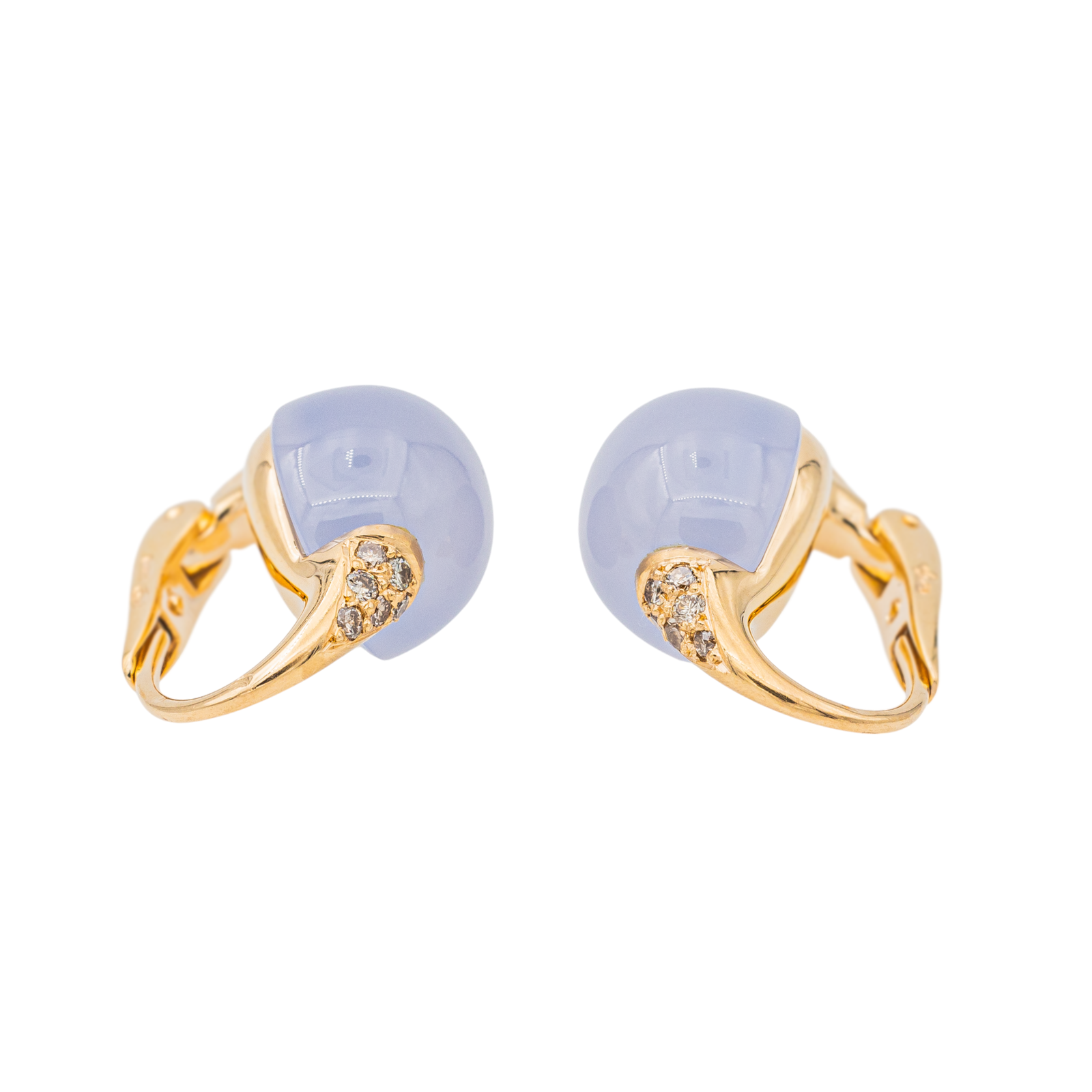 Pomellato Luna Earrings Yellow Gold Chalcedony