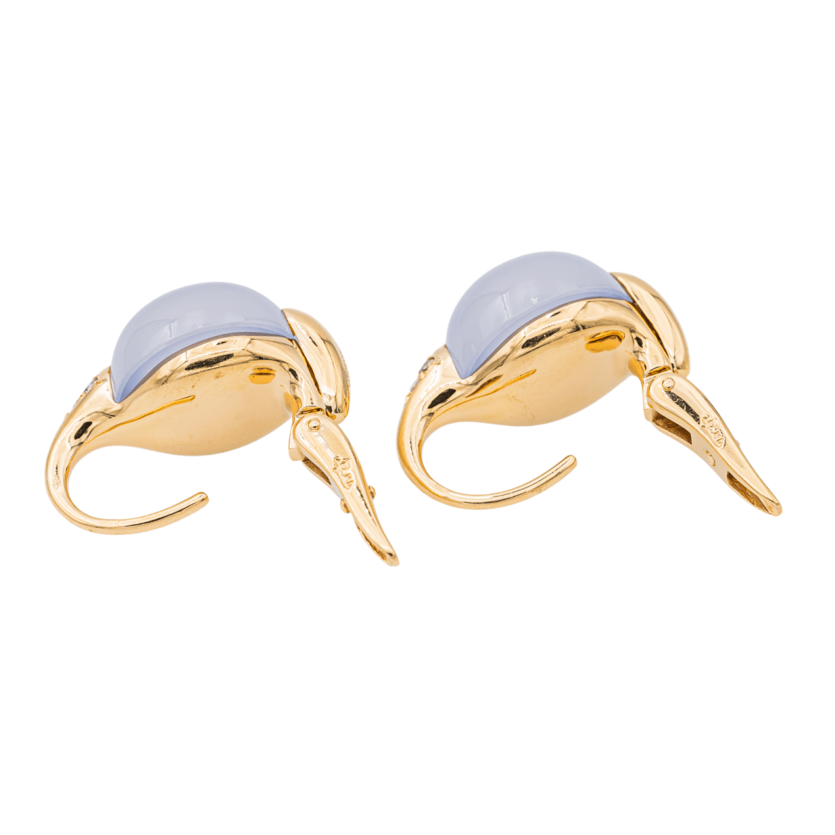 Pomellato Boucles d'oreilles Luna Or jaune Calcédoine - Maison Eloe