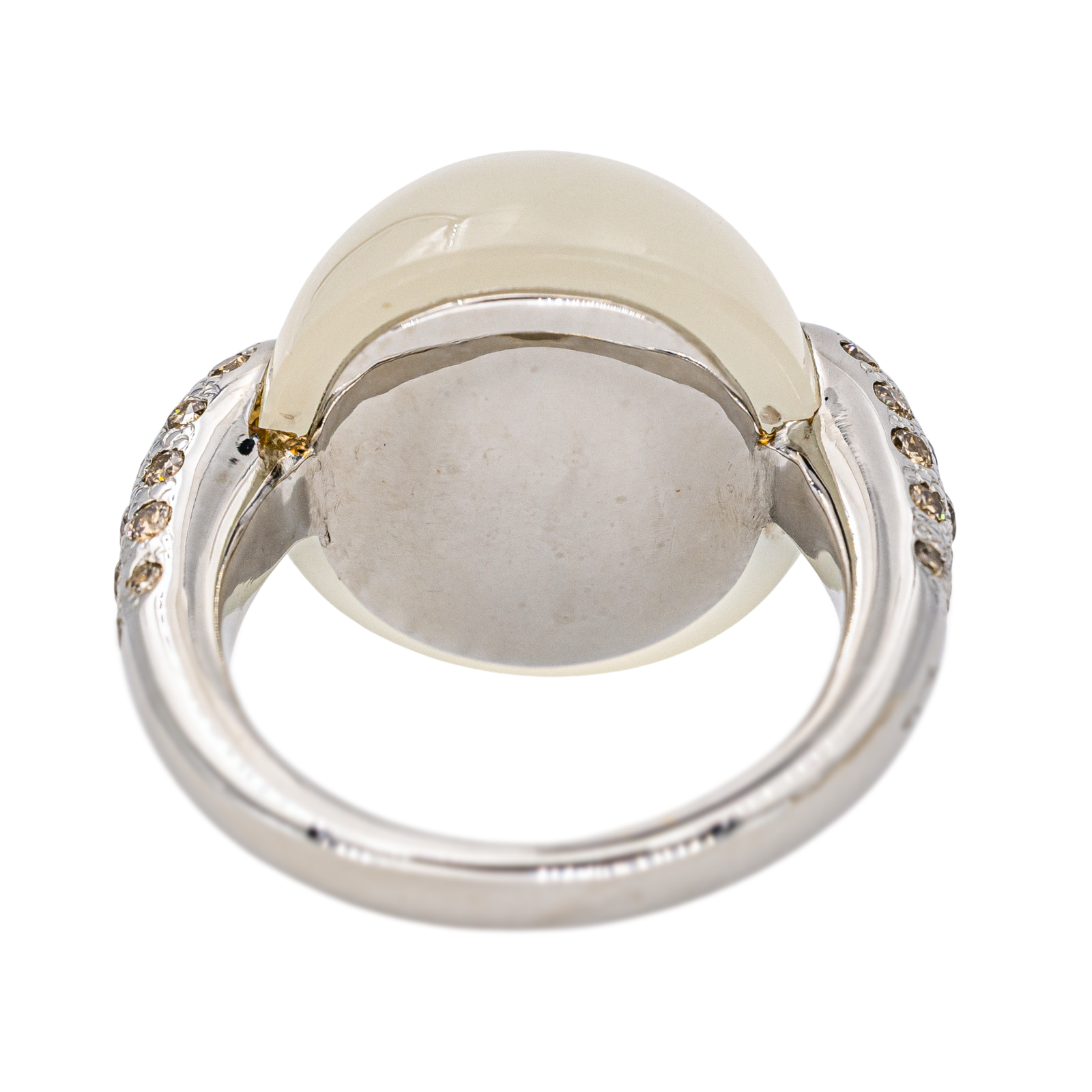 Pomellato Bague Luna Or blanc Pierre de lune, Diamant brun