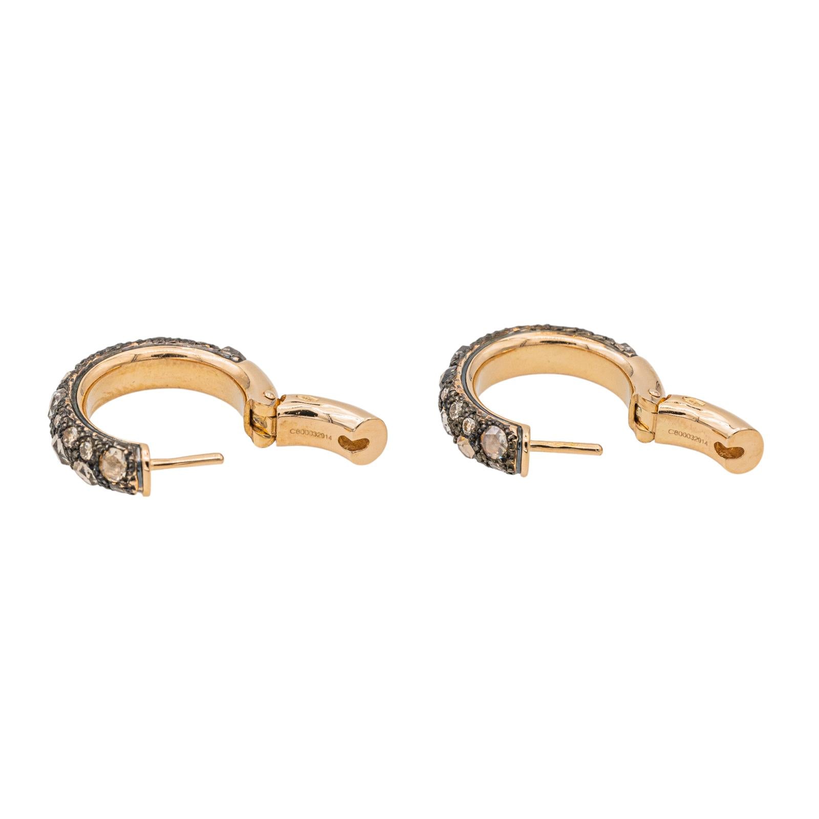 Pomellato Tango Hoop Earrings Rose Gold Brown Diamond
