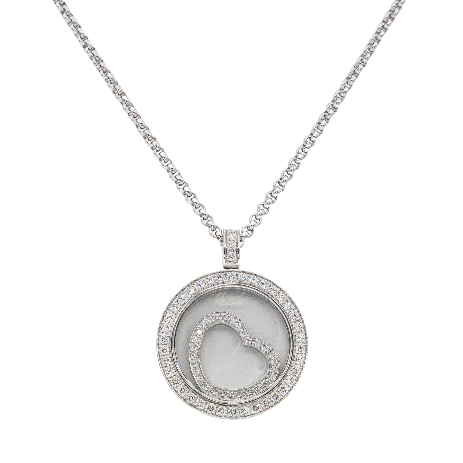 Chopard Collier Pendentif Happy Diamonds Or blanc Diamant