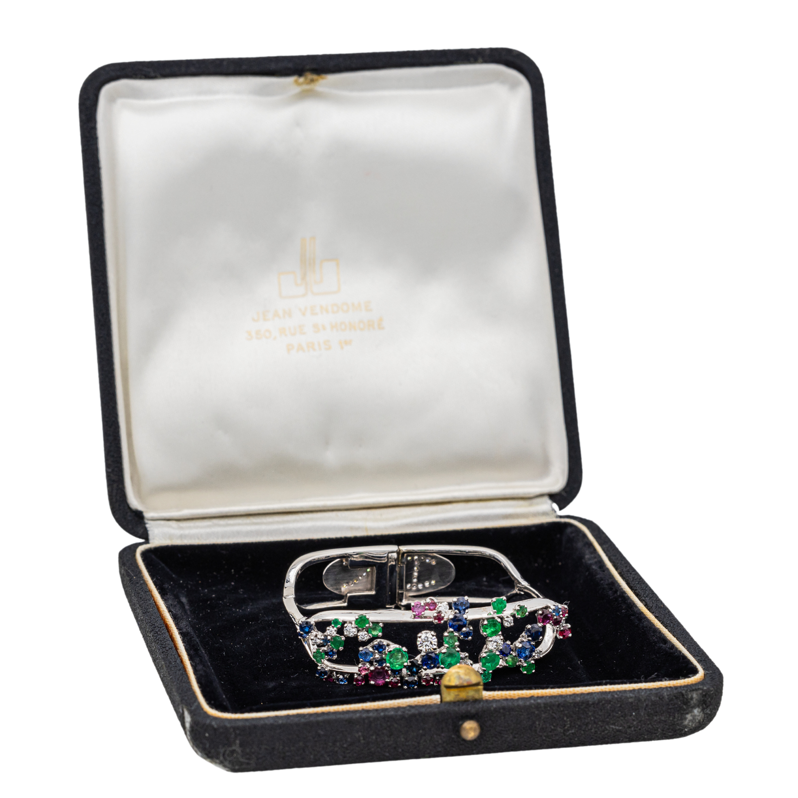Jean vendôme Bracelet  Or blanc, Platine Saphir, Emeraude, Rubis