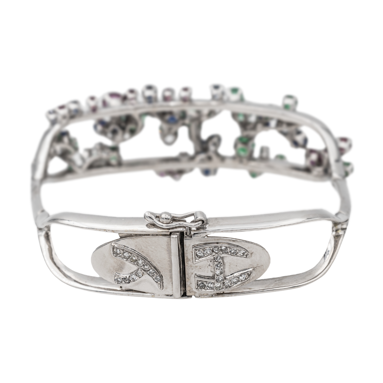 Jean vendôme Bracelet  Or blanc, Platine Saphir, Emeraude, Rubis