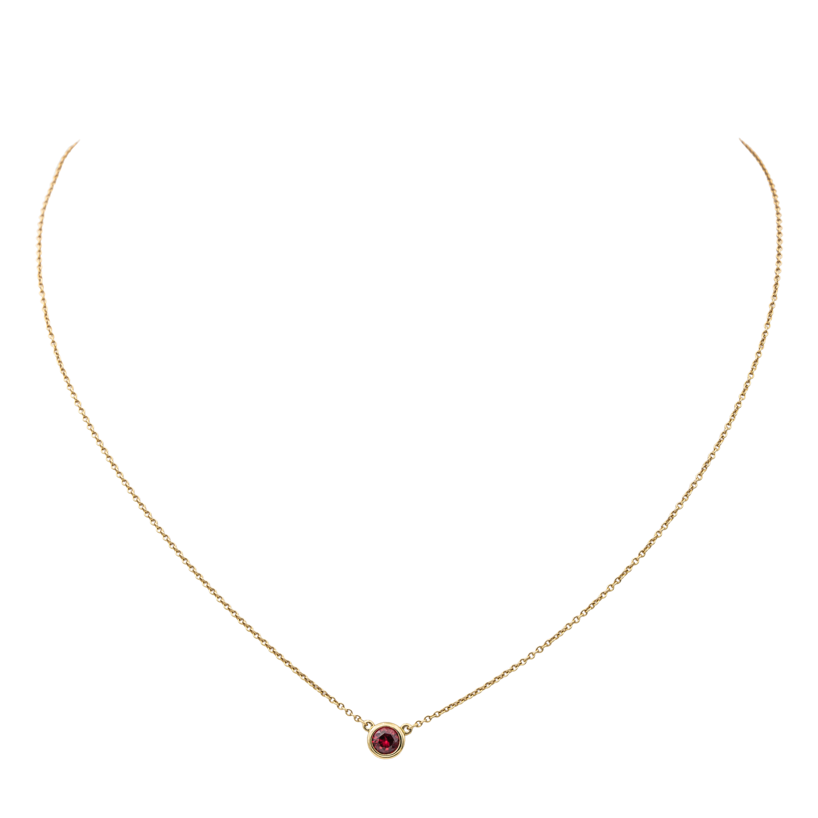 Tiffany &amp; Co Color by the Yard Solitaire Necklace Yellow Gold Ruby