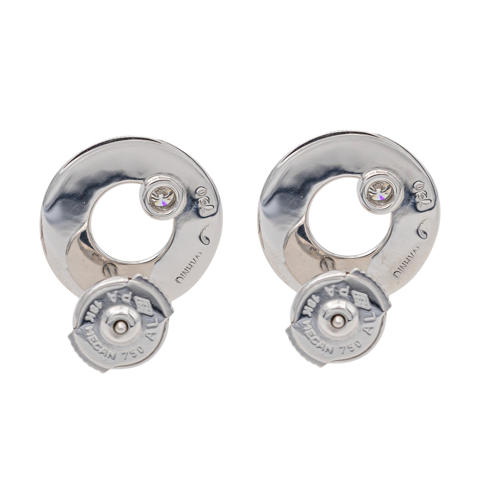 Dinh Van Target Stud Earrings White Gold Diamond