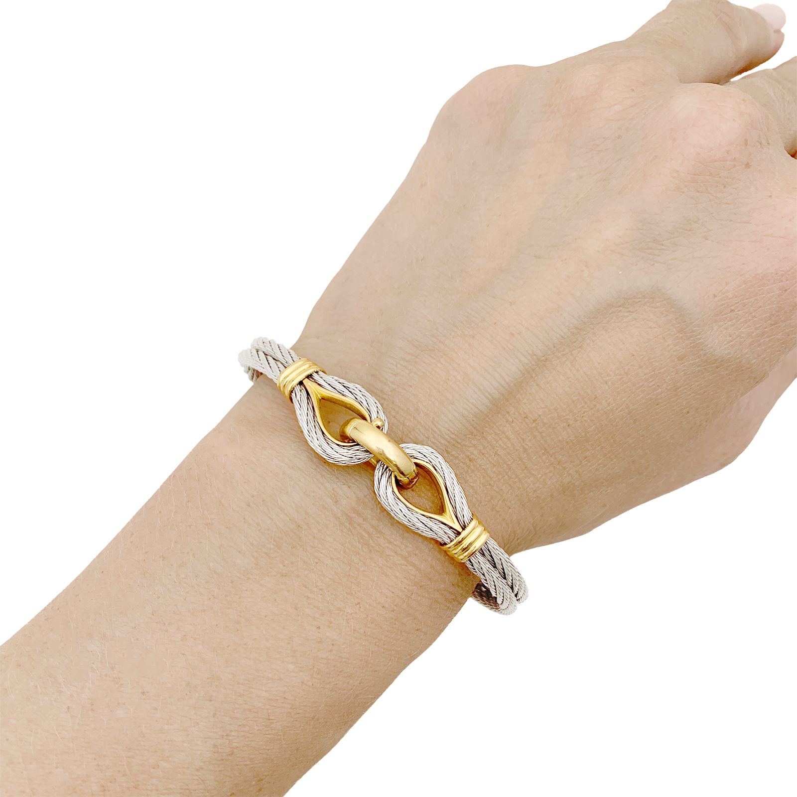 Bracelet vintage Fred, "Force 10", or jaune, acier.