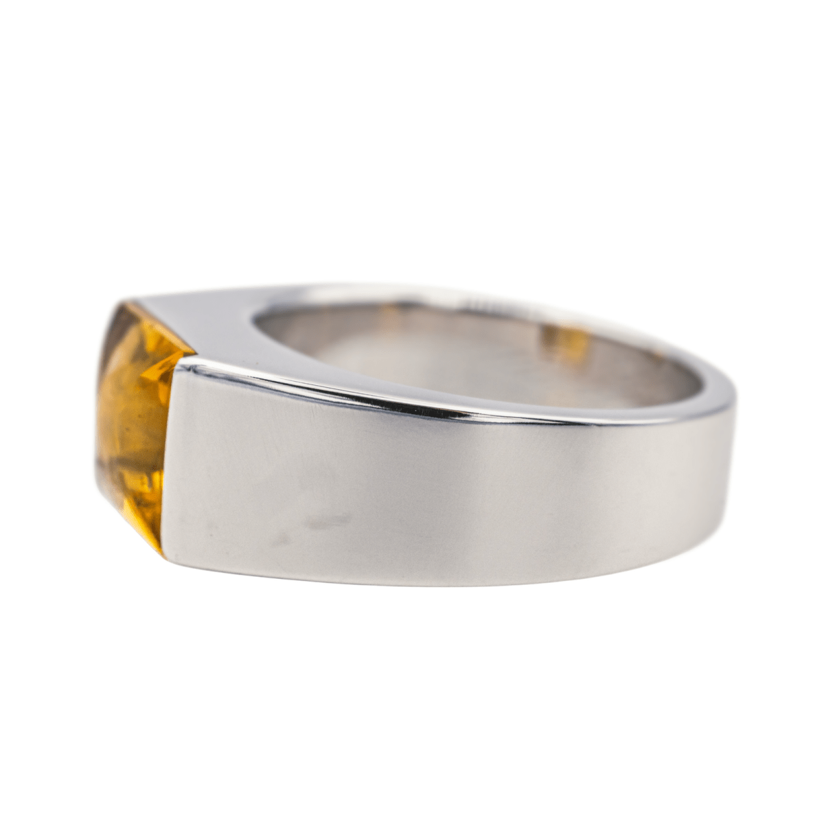 Cartier Bague Solitaire Tank Or blanc Citrine - Maison Eloe