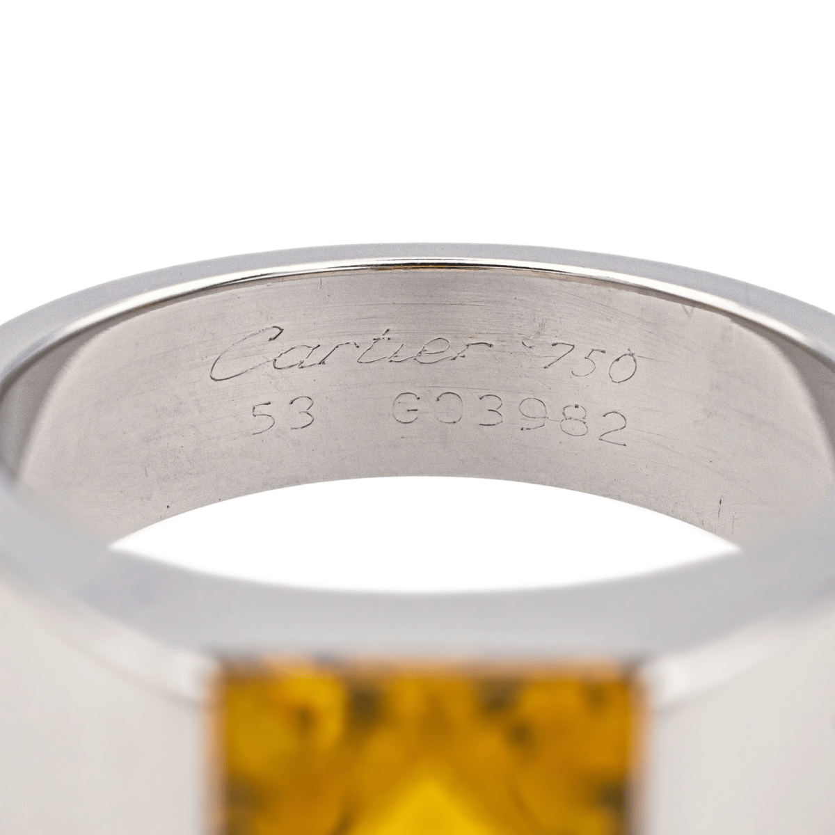 Cartier Bague Solitaire Tank Or blanc Citrine - Maison Eloe