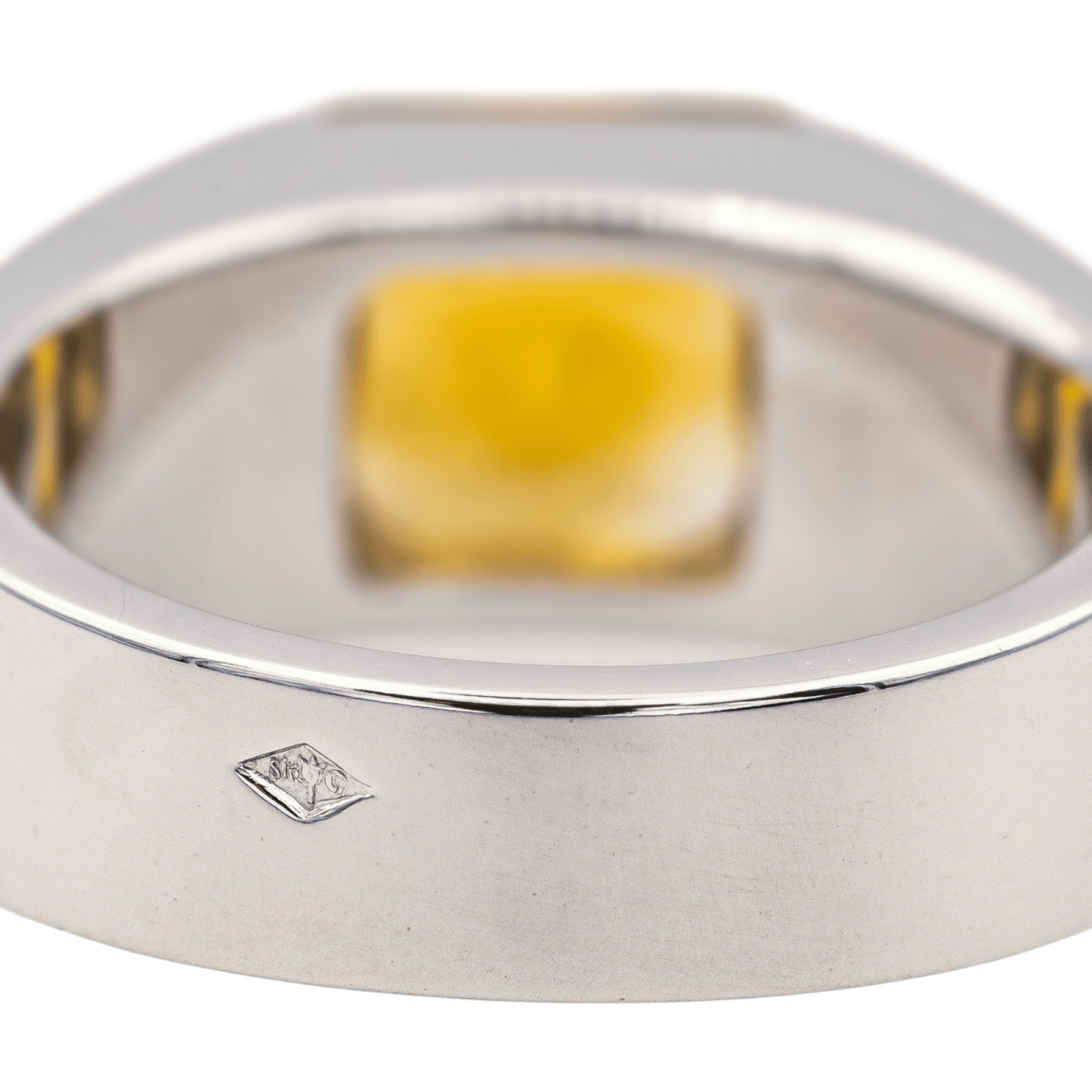 Cartier Bague Solitaire Tank Or blanc Citrine - Maison Eloe
