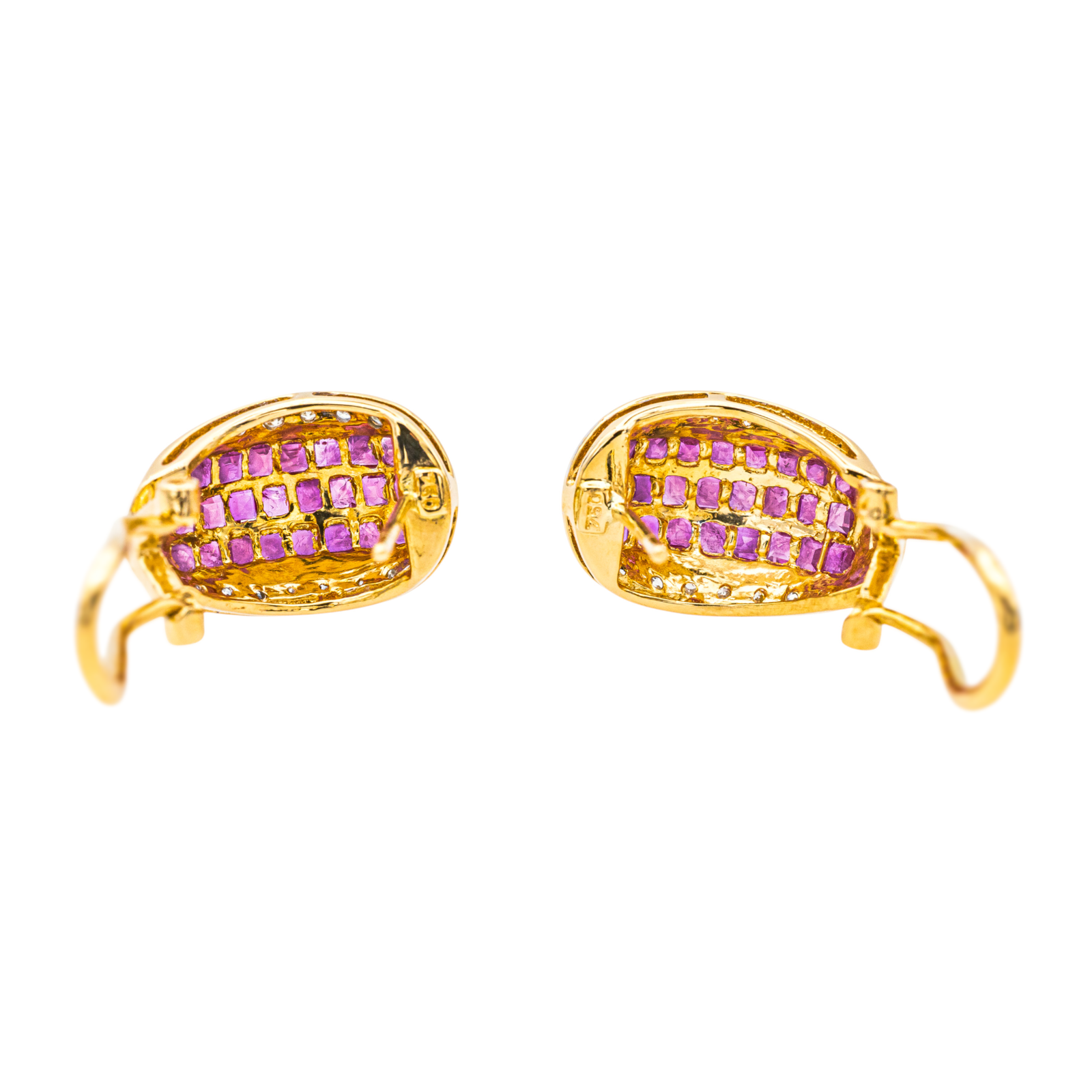 Boucles d'oreilles Or jaune Diamant, Rubis