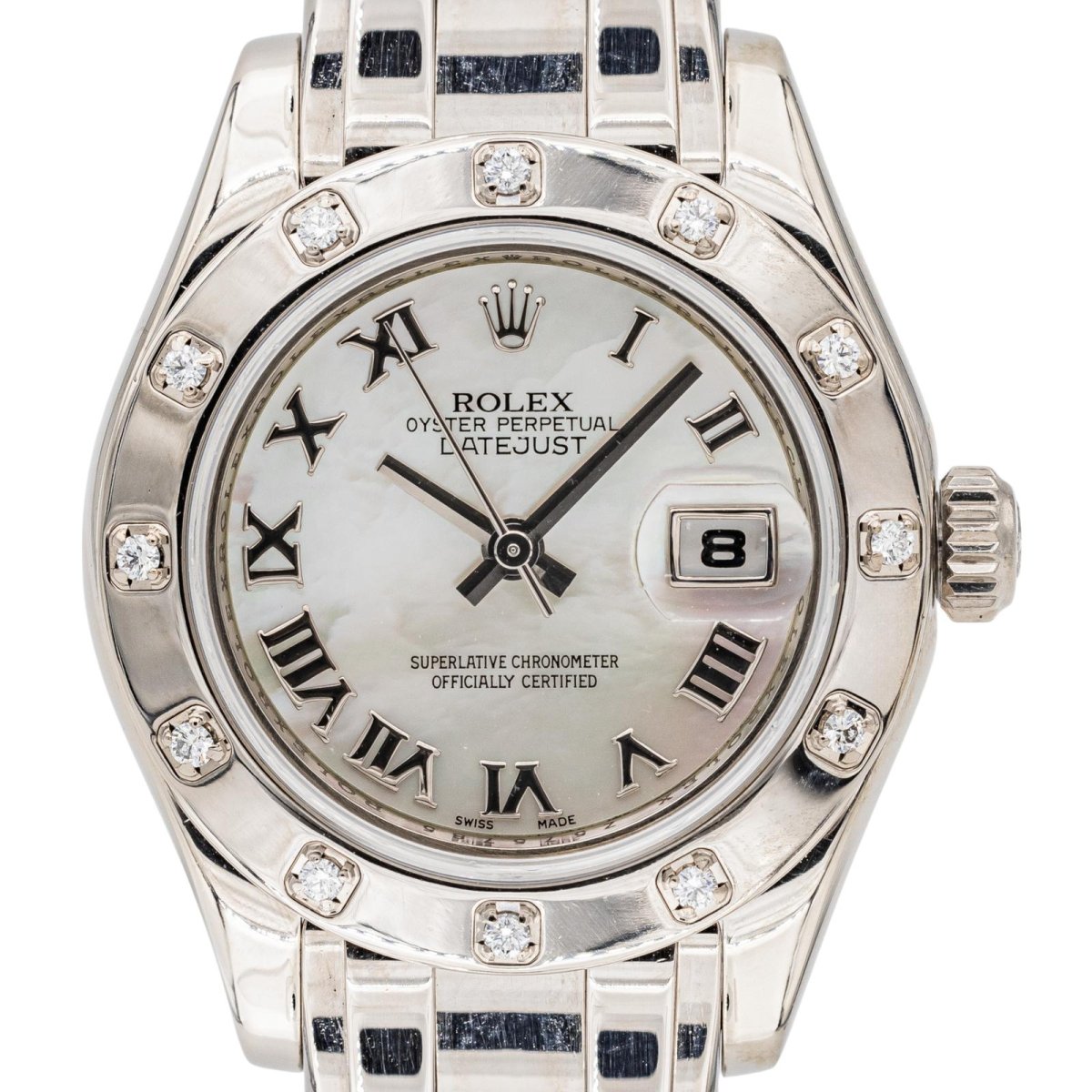 Rolex Montre Datejust Pearlmaster Or blanc Diamant - Maison Eloe